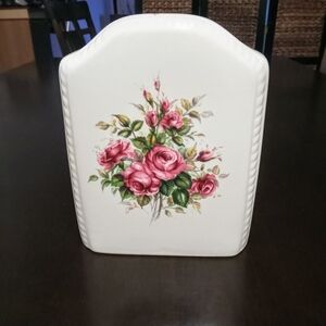 Vintage Athena Rose Rhapsody Ceramic Tissue Box Cover